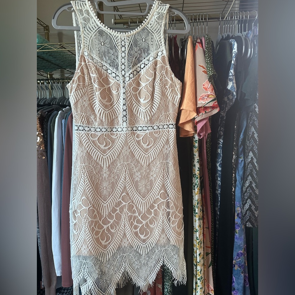 Lush White Lace Bodycon Dress
Size: Small
